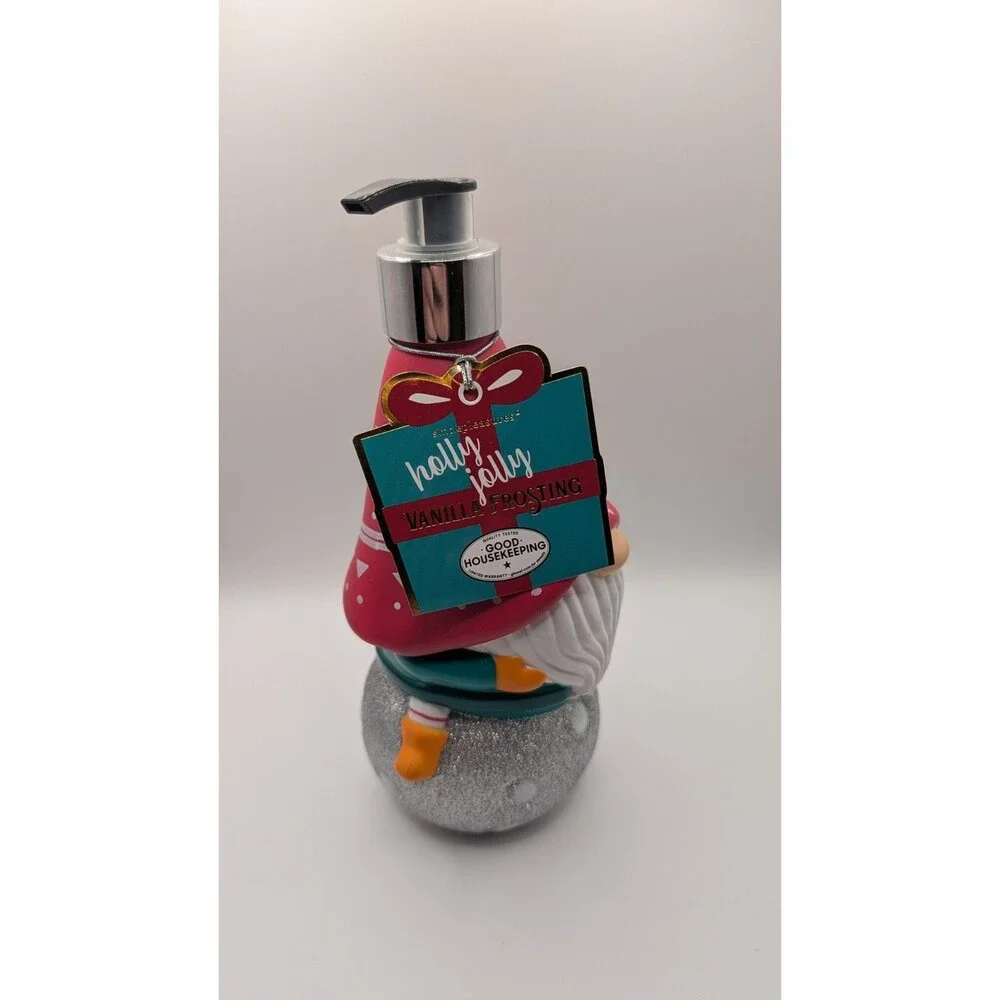 Holly Jolly Vanilla Frosting Gnome Refillable Hand Soap Dispenser Christmas